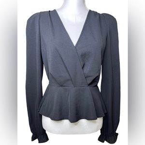 LULUS: Black, Long-Sleeve, V-Neck Top; Size Small. NEW!